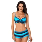 New Large Size Swimwear Steel Rings Gathered Low Waist Boxer Shorts Split Body Swimsuit
