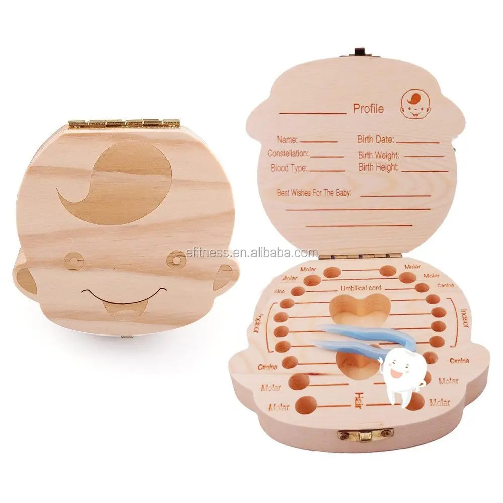 boys girls gifts wooden baby milk teeth tooth box