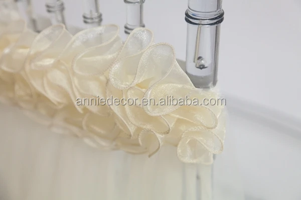 Fancy ivory swirl organza with mesh wedding chair sashes