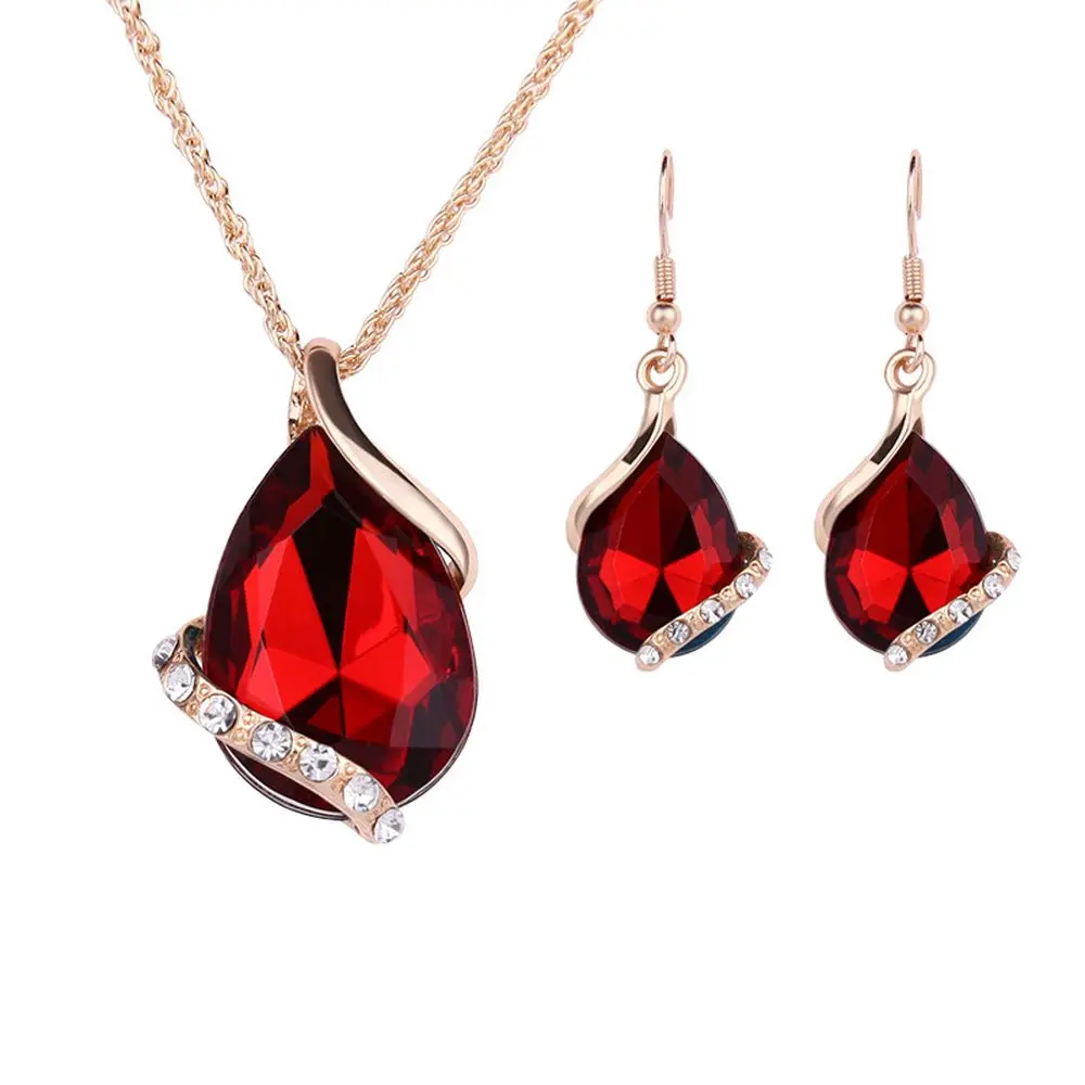 Fashion Crystal Gemstone Multi Color Drop Necklace Earrings Women Matching Clothing Sets Jewelry Sets Necklace, Black;blue;white;red;light blue
Fashion Crystal Gemstone Multi Color Drop Necklace Earrings Women Matching Clothing Sets Jewelry Sets Necklace, Black;blue;white;red;light blue