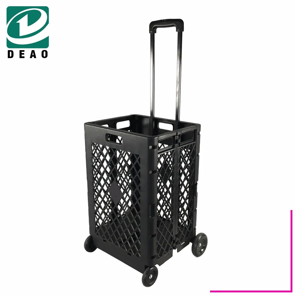 Convenient pull fold shop luggage carts with wheels