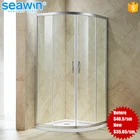 Free Standing 6-10Mm Clear Tempered Glass Shower Enclosure,Frameless 2 Sided Hinged Glass Simple Shower Room Cabin