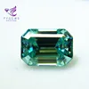 Pure Quality Blue Green Gemstone For Jewelry Classic Emerald Cut Shape Moissanite Loose Gemstone
