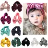 Baby Girl Gold Velvet Headband for Toddle Fashion Solid Cloth Bow Turban Knot Head Wrap Hairband Stretch Girls Headbands 3-12M