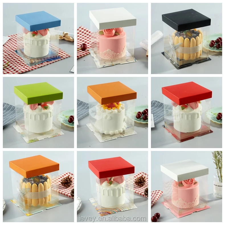 festival 5 inch transparent plastic pet cake gift box for b