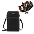 Women Solid PU leather Day Clutches Small Card Holder Phone Bag Shoulder Bag cellphone purse