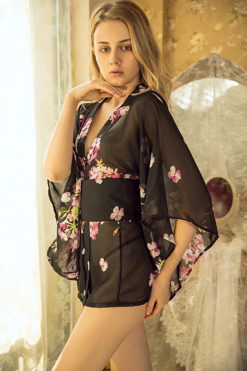 Sexy Japanese Kimono Lingerie Costume Set Robe With Bow Belt G String Buy Japanese Kimono Robe
