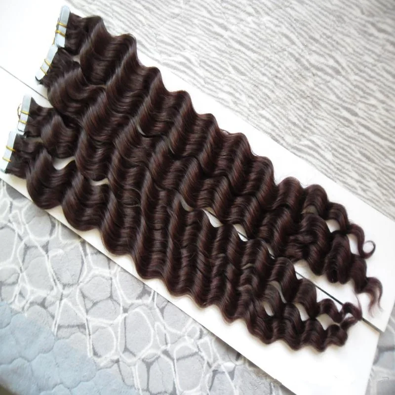 Cuticle aligned deep wave hair dark golden brown hair color russian tape hair extensions
Cuticle aligned deep wave hair dark golden brown hair color russian tape hair extensions