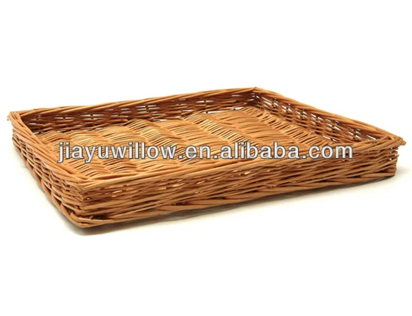 large wicker shallow baskets tray