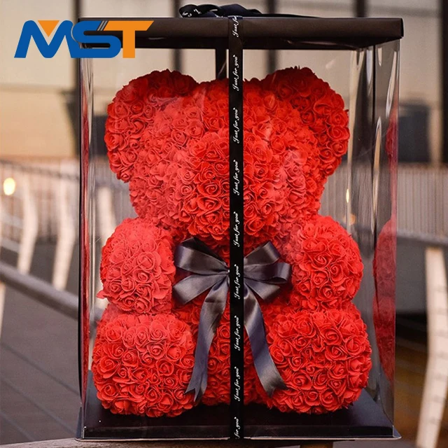 Factory price novelty forever love cute pe rose flower foam bear For Birthday Gifts .jpg