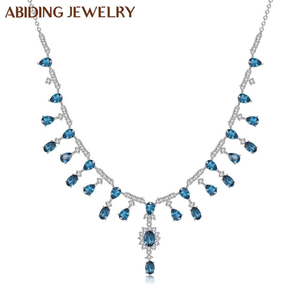 Abiding Best Gift 925 Sterling Silver Necklace Women LuxuryJewelry Natural London Blue Topaz Chains Necklaces for Ladies
Abiding Best Gift 925 Sterling Silver Necklace Women LuxuryJewelry Natural London Blue Topaz Chains Necklaces for Ladies