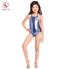Custom wholesale kids one piece swimsuit metallic fabric children bikini swimwear 2019