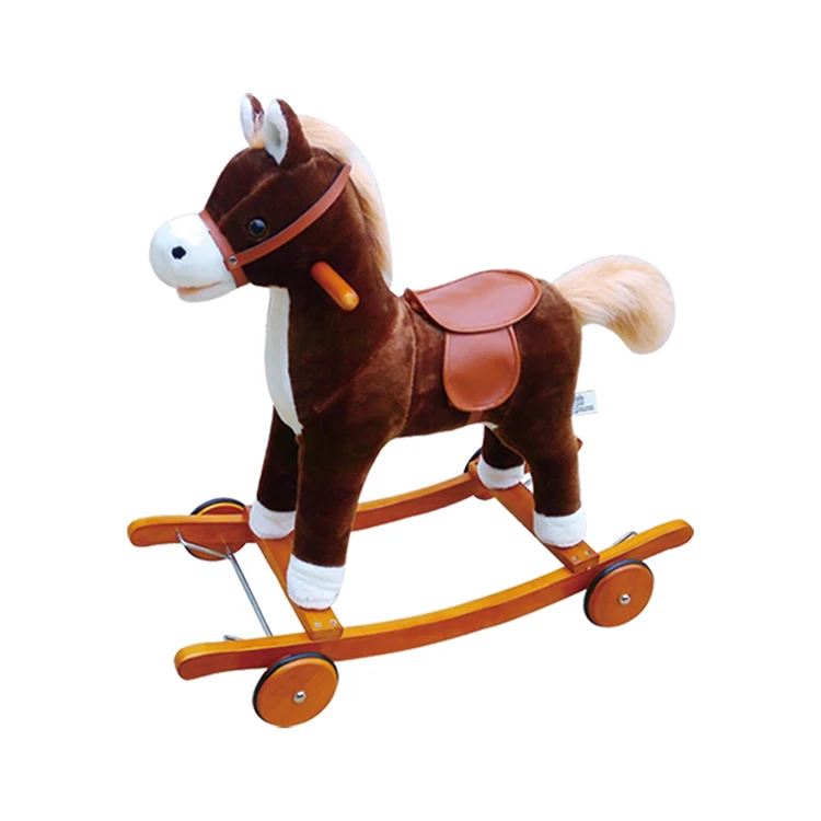2017 Новый пользовательский деревянное основание плюшевые игрушки лошадка