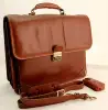 Luxury mens genuine leather briefcase business laptop file folder bag/messenger/briefcase