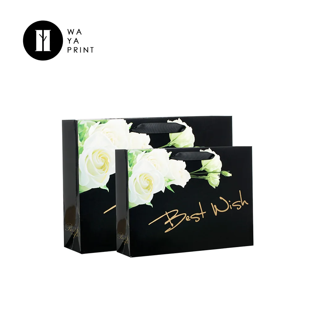 250gsm art paper custom size portable paper gift bags for thank
