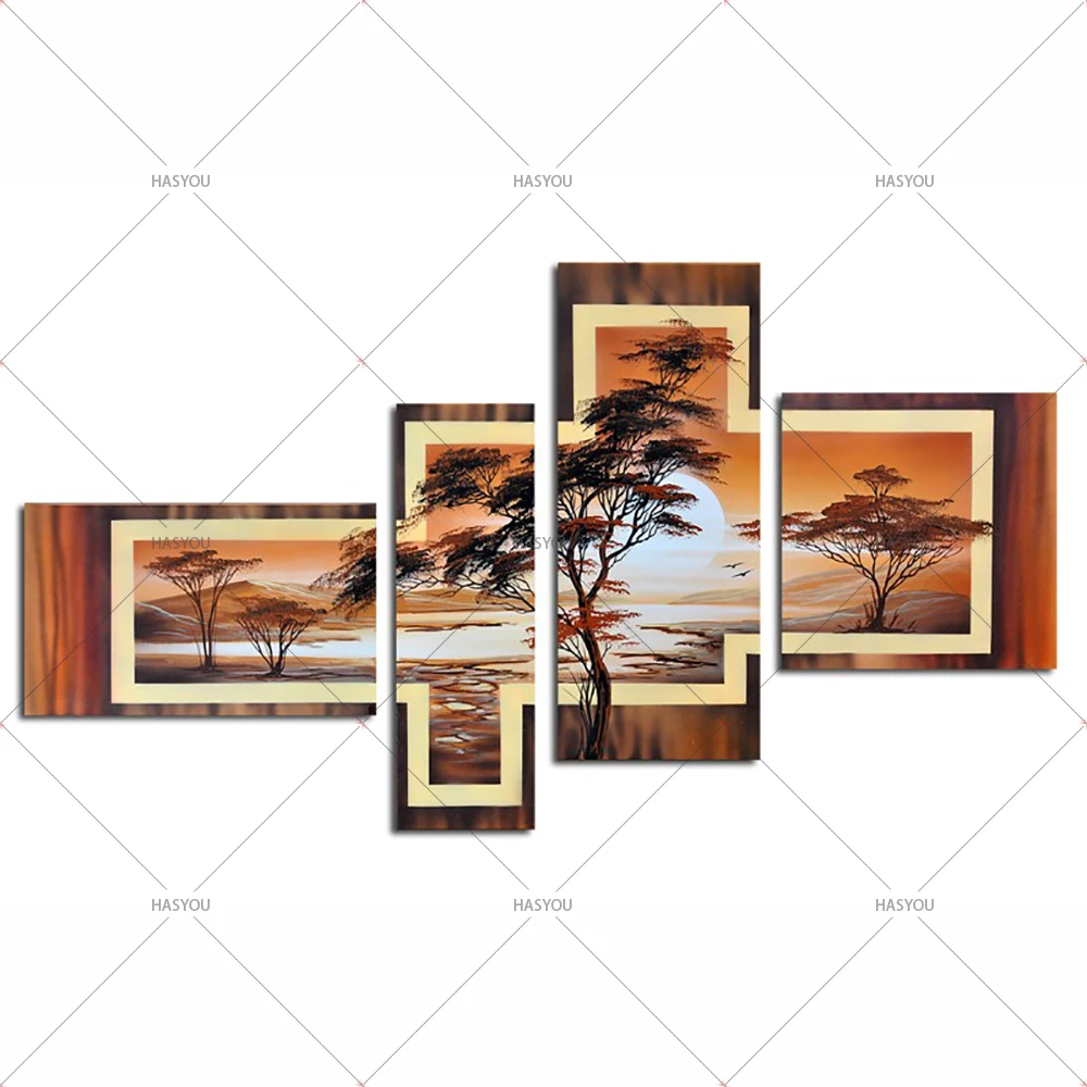 4-Piece-Hand-Painted-African-Abstract-Landscape-Oil-Paintings-on-Canvas-Modular-Pictures-for-Living-Room (4)