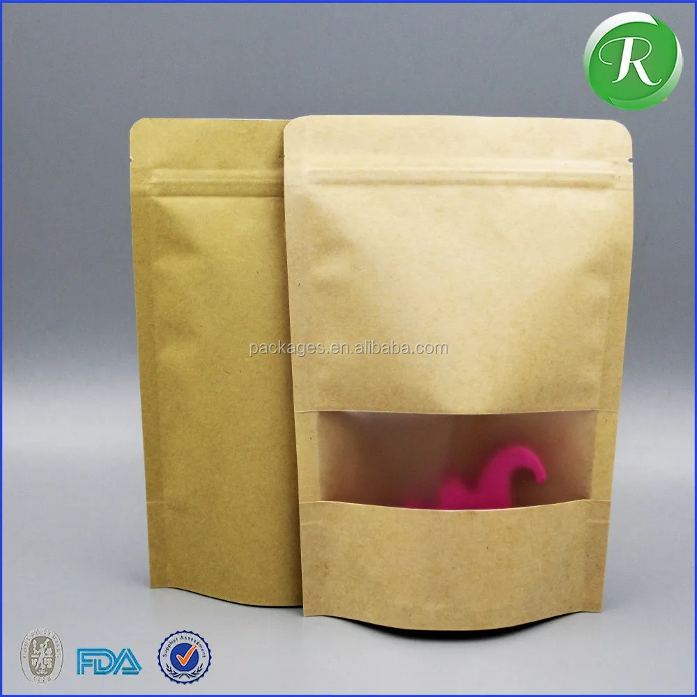 waxed food packaging white kraft paper gusseted bag for snack