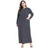 New arrival wholesale long sleeve striped women maxi plus size dress