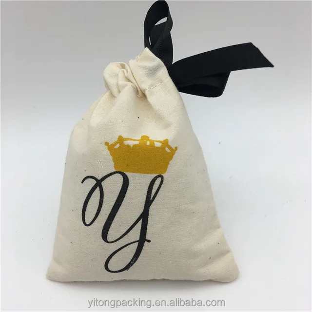 custom organic cotton muslin sachet bag with drawstring