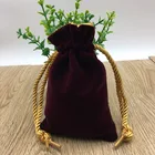 Custom Red Velvet Bag With Gold Satin Lining