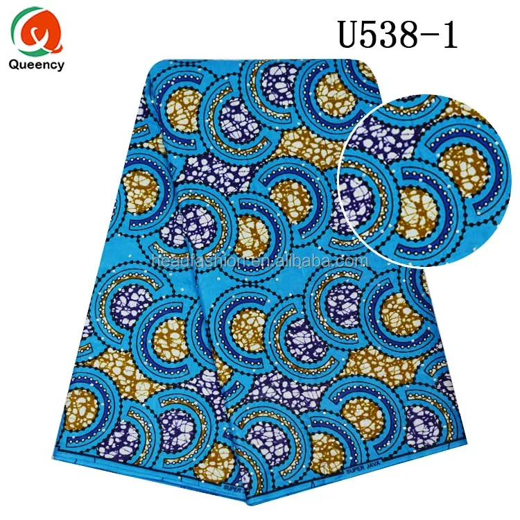 Queency Hand Stoned Ankara Fabric African Wax Print For Nigerian Party Style