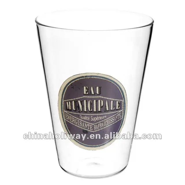 municipal water tumbler glass with decal