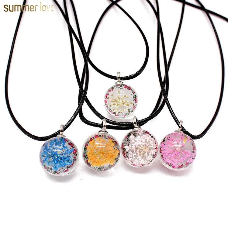 Natural Real Dried Flower Round Glass Ball Rope Chain Transparent Resin Gypsophila Pendant Choker Women Necklace Jewelry Gifts, Colorful
Natural Real Dried Flower Round Glass Ball Rope Chain Transparent Resin Gypsophila Pendant Choker Women Necklace Jewelry Gifts, Colorful