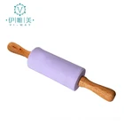 VRP0002 Nonstick silicone rolling pin with wooden handle