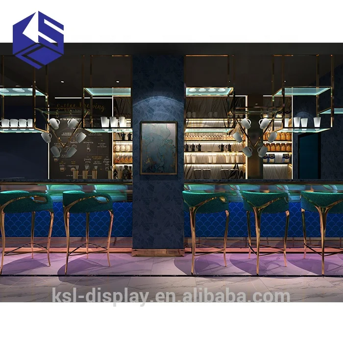 Café bar comptoir décoration design d'intérieur présentoir meubles de café matériel
