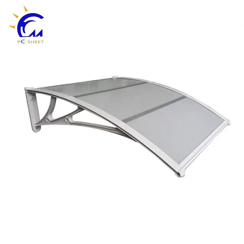 Large arch aluminum support transparent sheet awning rain protection in window and door