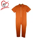 OEM service summer unisex short sleeves 100%polyester one piece orange prison jumpsuit