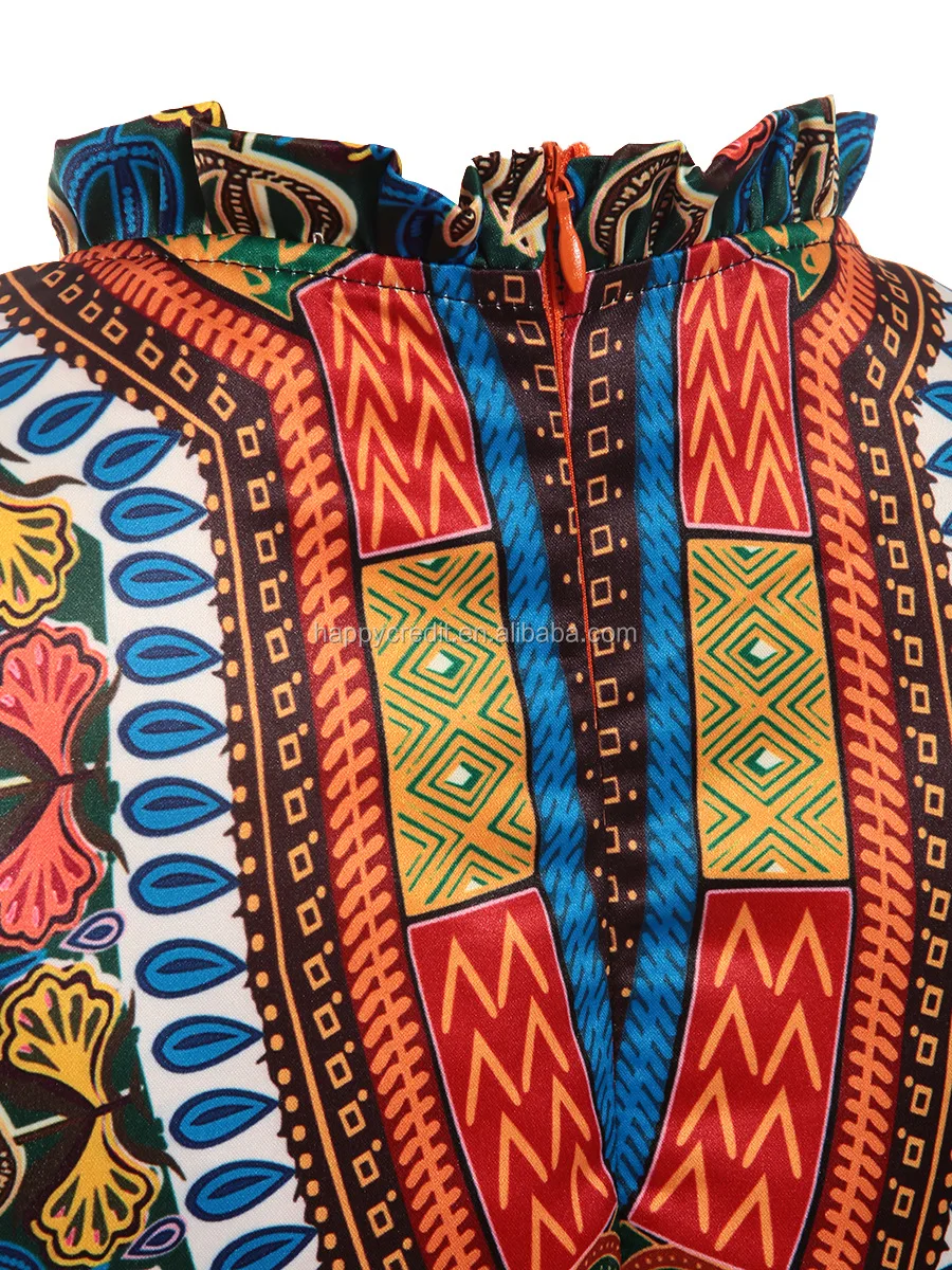 批发女性长袖印花时尚图案传统非洲服饰设计