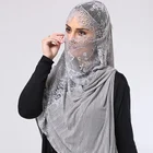 High-end Customizable wave fabric lace pearl hijab scarf women hijab muslim