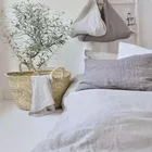 King bed made in China plain duvet cover flax linen bedding