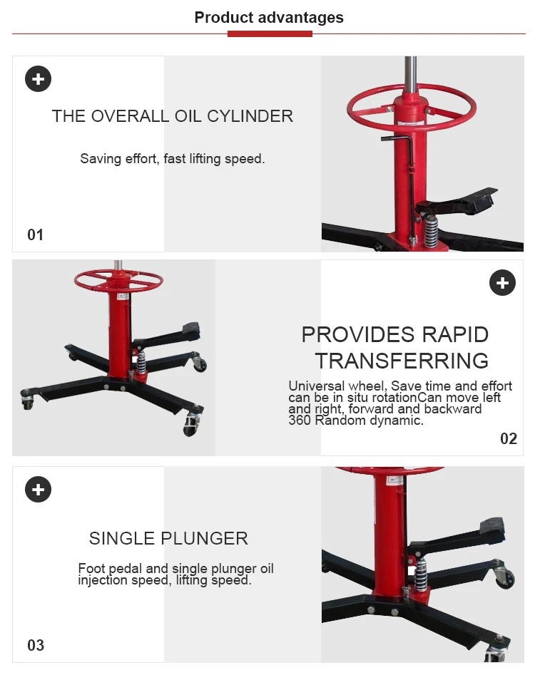 High lift pneumatic gearbox vertical hydraulic transmission jacks