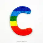 China Custom Personalized Alphabet Letter Patch Rainbow Letter Embroidery patch For DIY