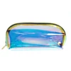 sedex and BSCI fashion oval shape holographic custom cosmetic bag with gold zipper