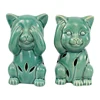 Funny expression designs antique green jade colored antique ceramic home decor cat christmas ornaments