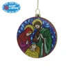Nativity of Jesus round flat glass Christmas tree hanging ornaments