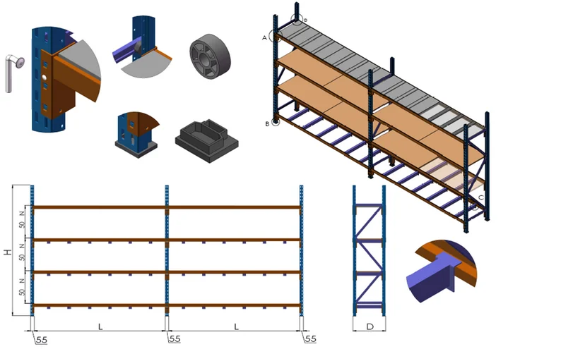 Step Beam Steel Panel Customized Long Span Shelving