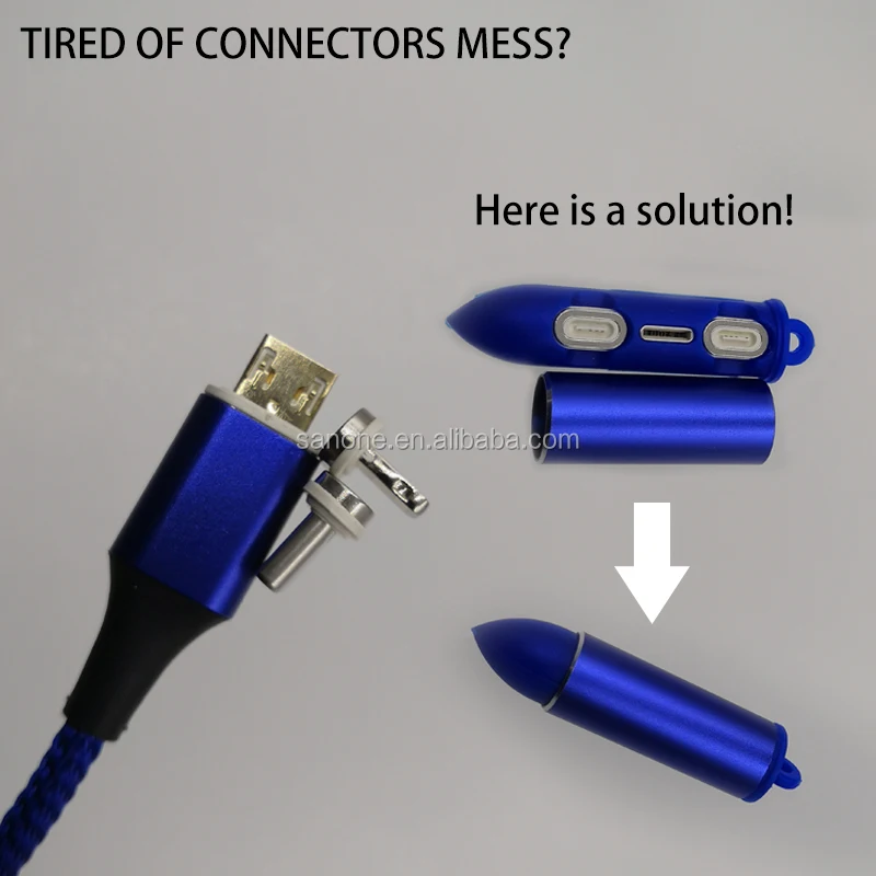3.1A Charge Data Android Phone Charger Type-C 3 In 1 Magnetic Micro Usb Cable For Iphone with Magnetic Heads Saver - ANKUX.COM