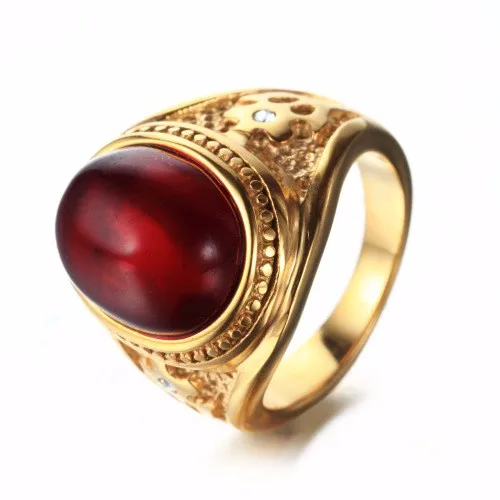 Classical Vintage Red Sapphire 925 Sterling Silver Gold Plated Filled Women Wedding Ring
