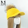 Wholesale Fashion Knitted Hat for Women Warm Cap with Fur Pom Pom Baseball Cap Winter Women Fur Cap