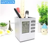 Temperature Thermometer Pen Holder clock Calendar Display Table Alarm Pen Holder Clock For voice control Students Gift