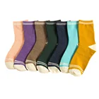 Factory Striped Different Candy Color Women's Knitting Cotton Crew Socks Custom Design Socks