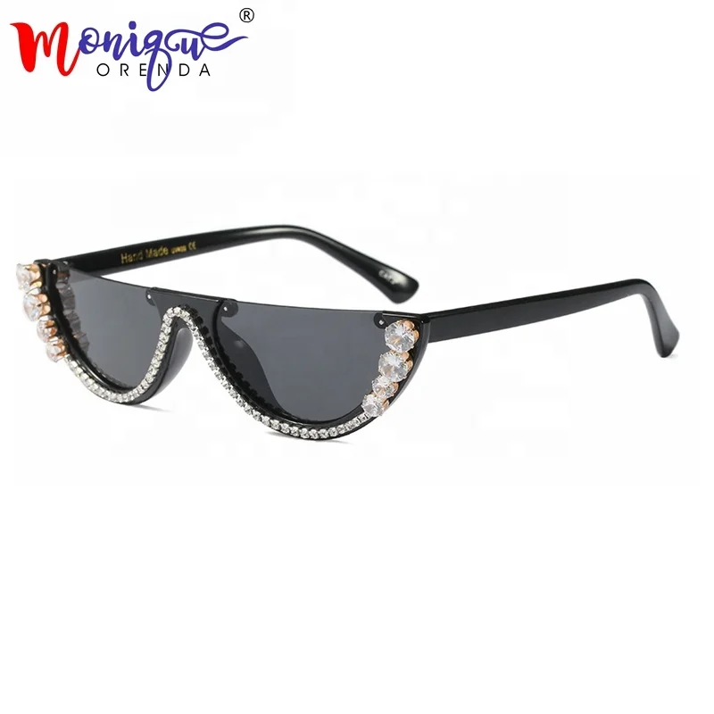 Sunglasses Women trendy half frame rimless cat eye sunglasses rhinestone women summer fashion shades women Small glasses, Gray
Sunglasses Women trendy half frame rimless cat eye sunglasses rhinestone women summer fashion shades women Small glasses, Gray