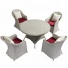 Outdoor Rattan Furntirue Garden Tempered Glass Round Dining Table Chair Set