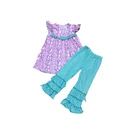 2019 Hot sale Easter boutique children's outfits bunny print clothing ruffle pants cotton kids clothes wholesale