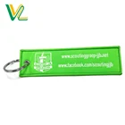 Tailor made Functional 100% polyester Print Lime Green White Ring slogan small Souvenir Shop keyring fabric