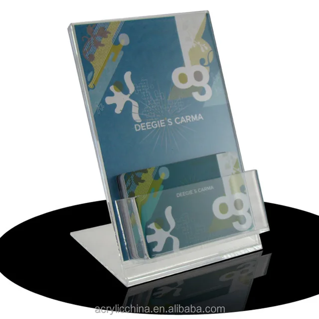 gift card display stand,desktop single or two pocket clear